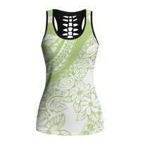Polynesian Tiare Flower Sage Green Pastel Hollow Tank Top LT14 Female Sage Green - Polynesian Pride