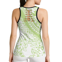 Polynesian Tiare Flower Sage Green Pastel Hollow Tank Top LT14 - Polynesian Pride