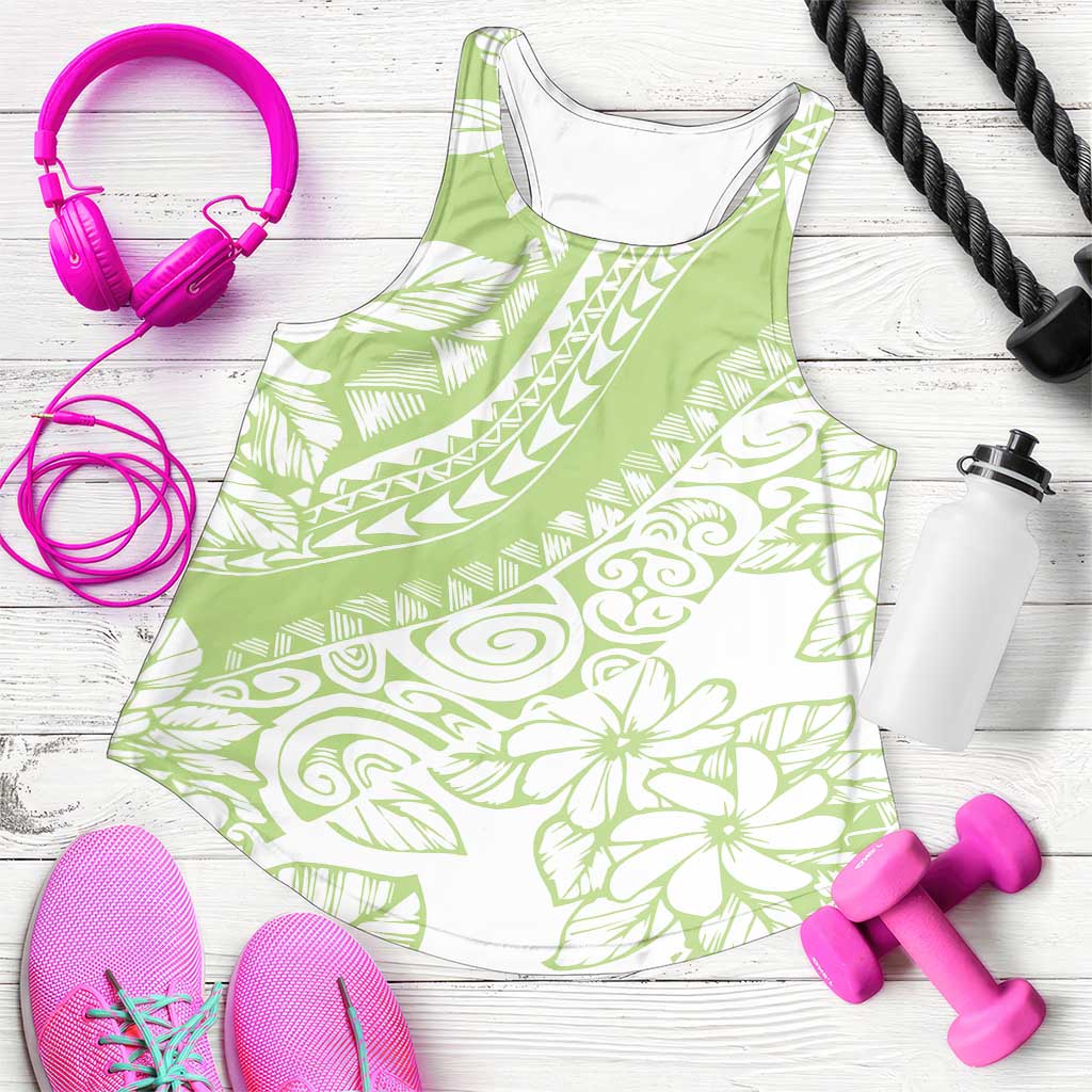 Polynesian Tiare Flower Sage Green Pastel Women Racerback Tank LT14 Sage Green - Polynesian Pride