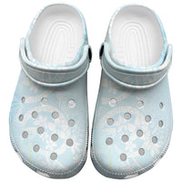 Polynesian Tiare Monstera Baby Blue Clogs Shoes Liquid Style - Polynesian Pride