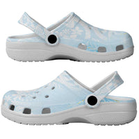 Polynesian Tiare Monstera Baby Blue Clogs Shoes Liquid Style - Polynesian Pride