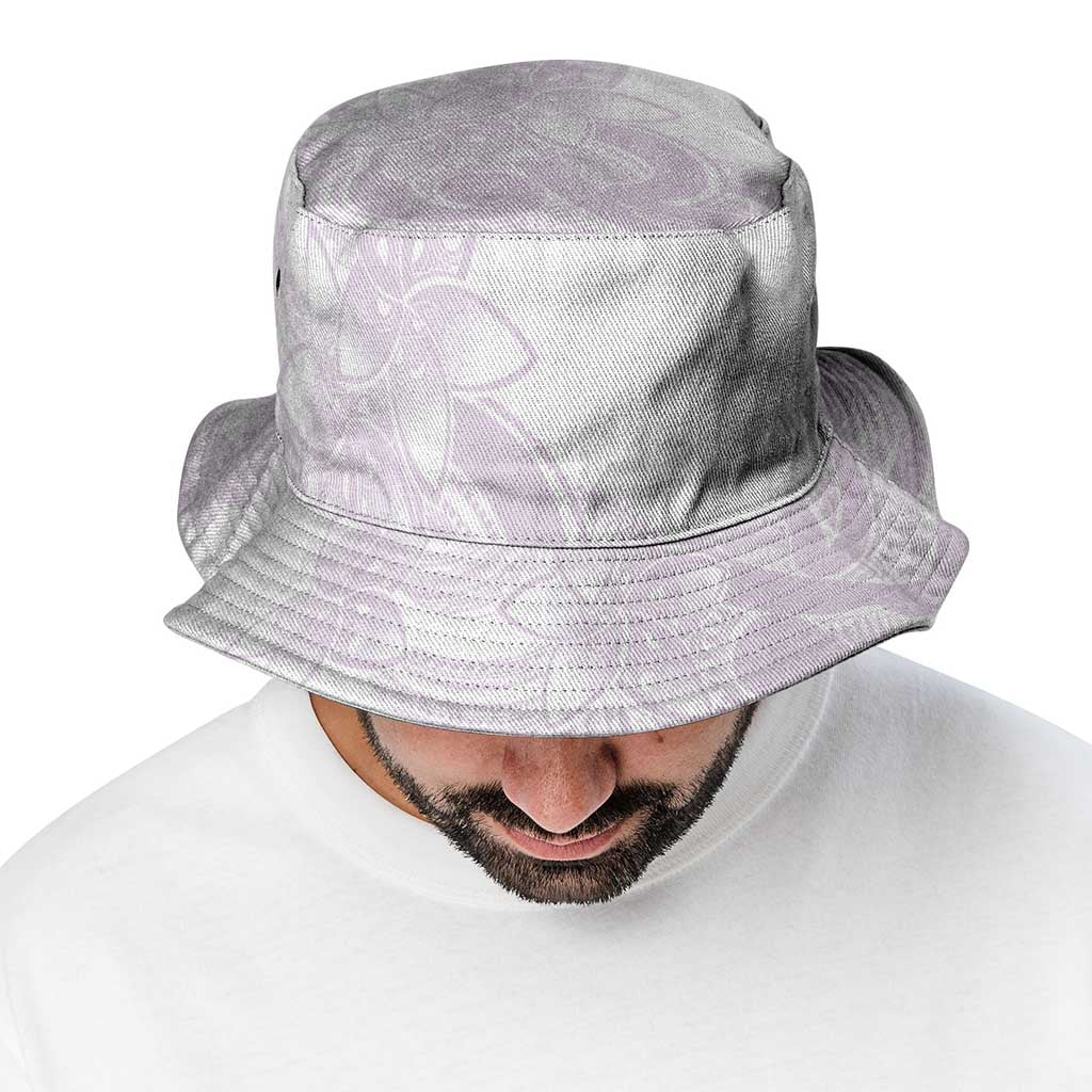Polynesian Tribal Plumeria Lotu Tamaiti Bucket Hat Pastel Mauve - Polynesian Pride