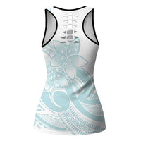Polynesian Tribal Plumeria Lotu Tamaiti Hollow Tank Top Pastel Cyan LT9 - Polynesian Pride