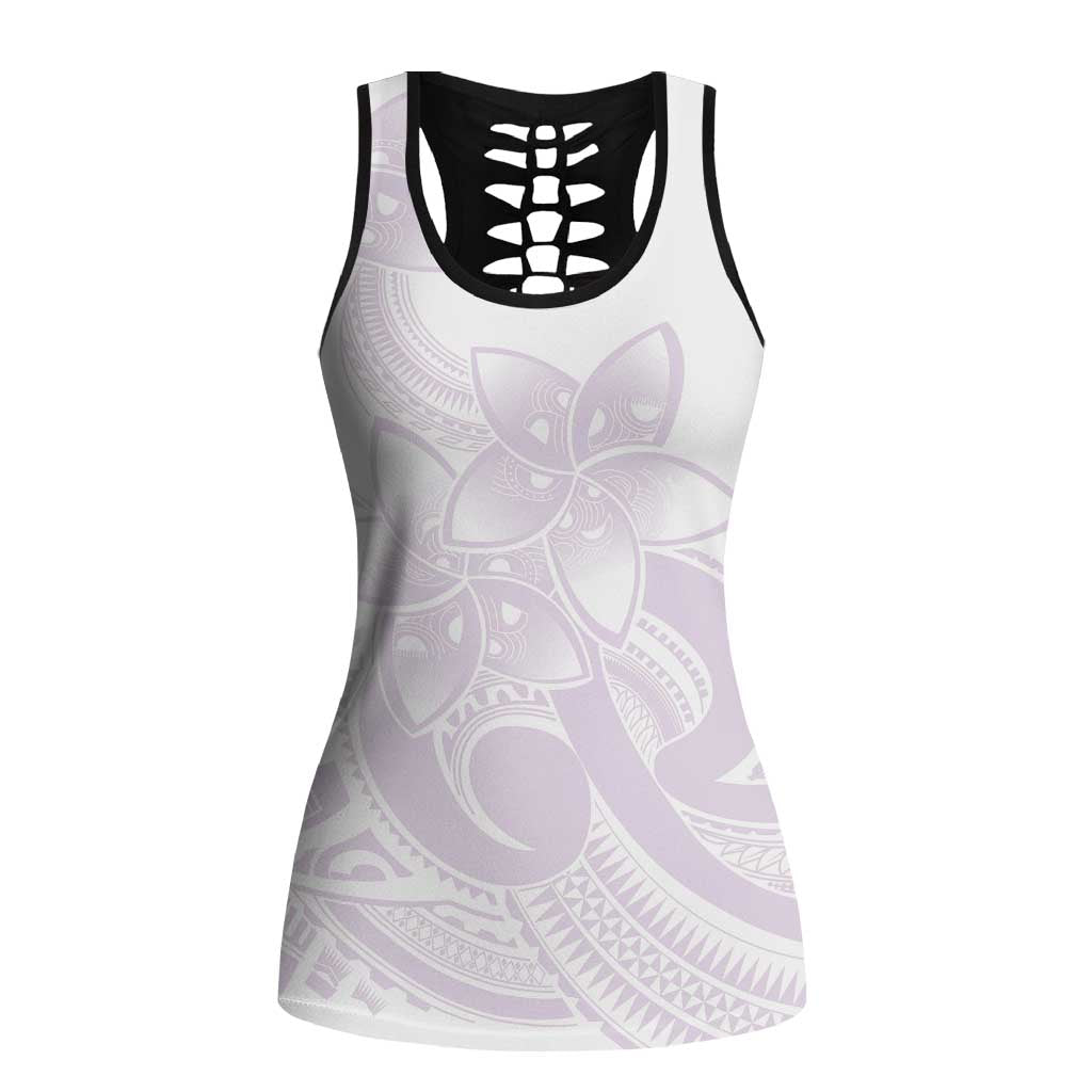 Polynesian Tribal Plumeria Lotu Tamaiti Hollow Tank Top Pastel Mauve LT9 Female Mauve - Polynesian Pride