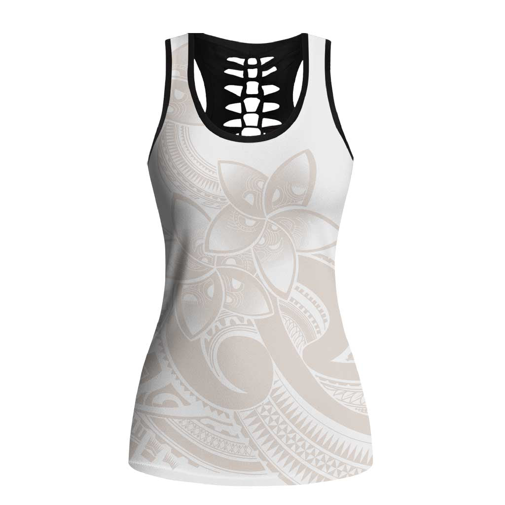 Polynesian Tribal Plumeria Lotu Tamaiti Hollow Tank Top Pastel Nude LT9 Female Nude - Polynesian Pride