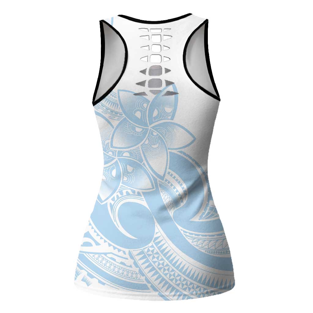 Polynesian Tribal Plumeria Lotu Tamaiti Hollow Tank Top Pastel Sky Blue LT9 - Polynesian Pride
