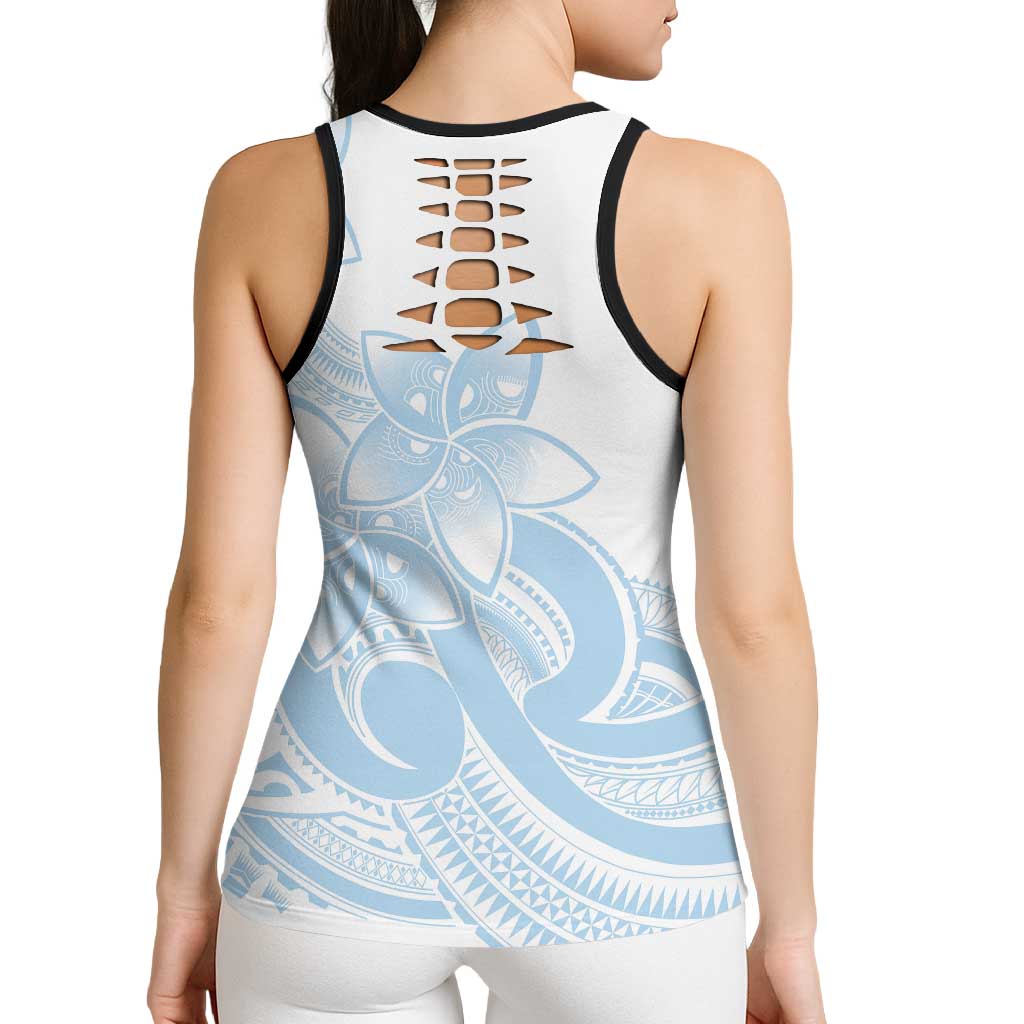 Polynesian Tribal Plumeria Lotu Tamaiti Hollow Tank Top Pastel Sky Blue LT9 - Polynesian Pride
