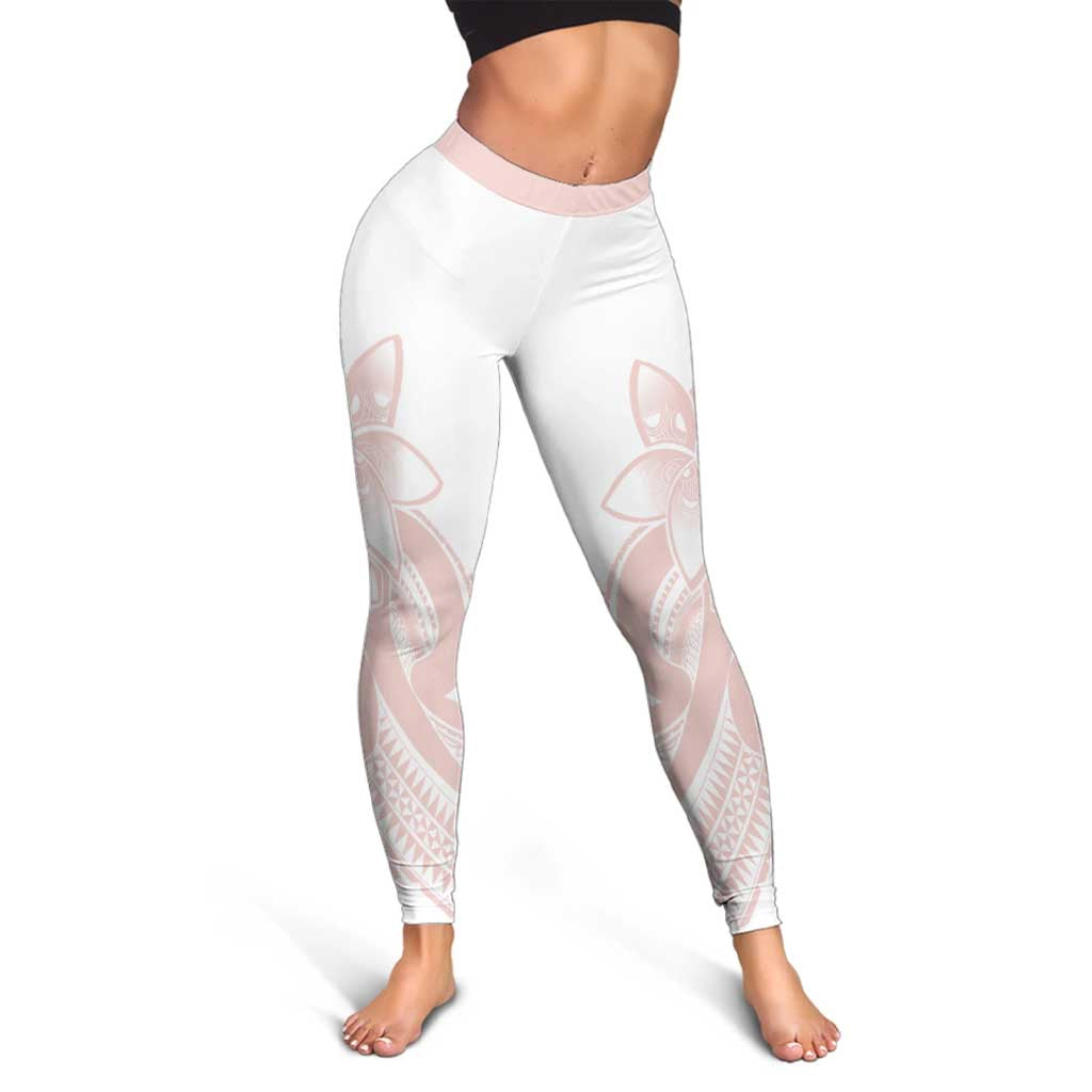 Polynesian Tribal Plumeria Lotu Tamaiti Leggings Pastel Blush - Polynesian Pride