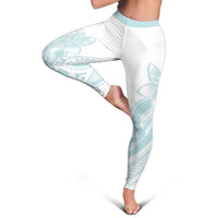 Polynesian Tribal Plumeria Lotu Tamaiti Leggings Pastel Cyan - Polynesian Pride