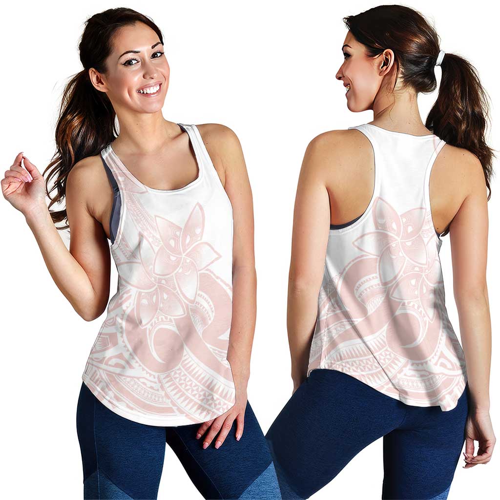 Polynesian Tribal Plumeria Lotu Tamaiti Women Racerback Tank Pastel Blush - Polynesian Pride