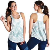 Polynesian Tribal Plumeria Lotu Tamaiti Women Racerback Tank Pastel Cyan - Polynesian Pride