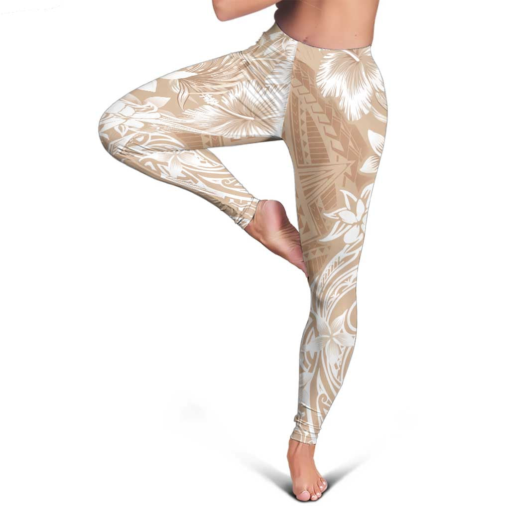 Polynesian Women's Day Leggings Plumeria Passion - Beige LT7