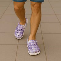 Poni Aloha Hawaii Clogs Shoes Plumeria Lei With Palaka Motif - Polynesian Pride