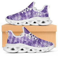 Poni Aloha Hawaii Clunky Sneakers Plumeria Lei With Palaka Motif - Polynesian Pride