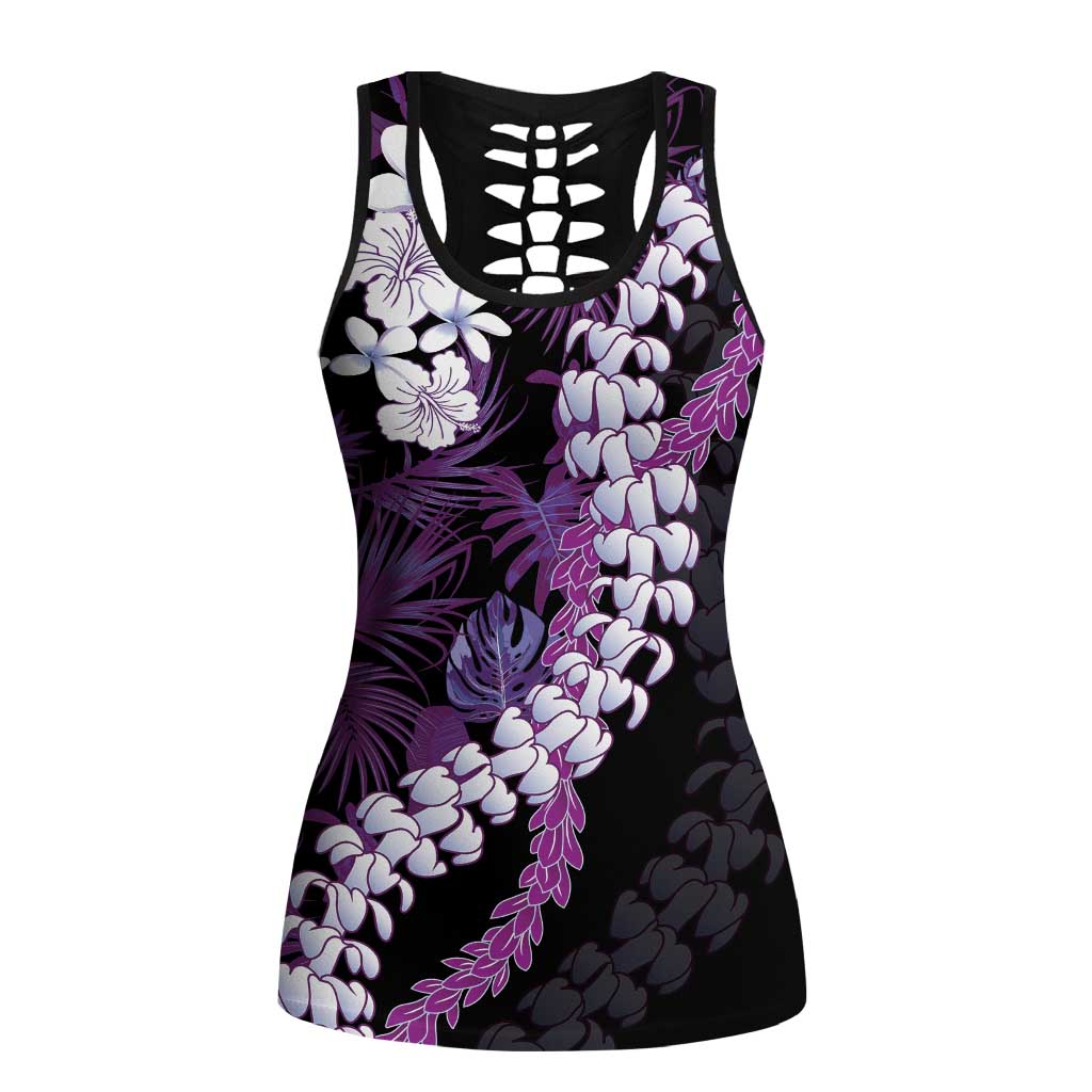 Poni Aloha Hawaii Lei Hollow Tank Top Tropical Flowers Elegant Vibe LT14 Female Purple - Polynesian Pride