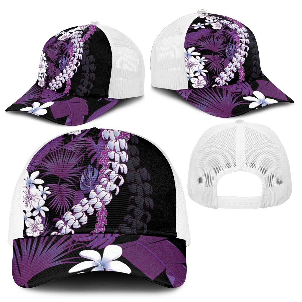 Poni Aloha Hawaii Lei Mesh Trucker Cap Tropical Flowers Elegant Vibe - Polynesian Pride