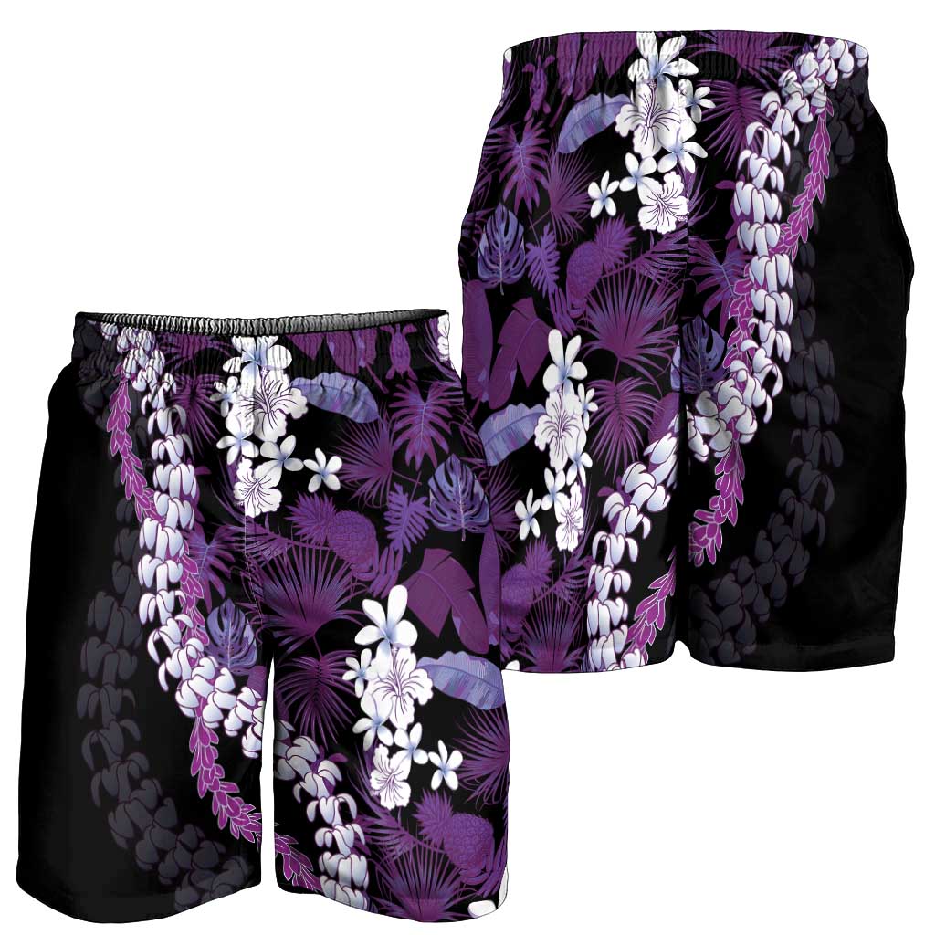 Poni Aloha Hawaii Lei Shorts for Men Tropical Flowers Elegant Vibe LT14 - Polynesian Pride