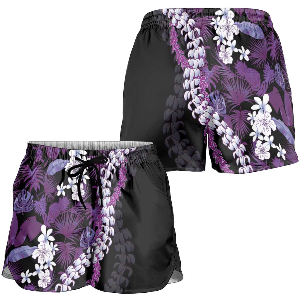 Poni Aloha Hawaii Lei Shorts for Women Tropical Flowers Elegant Vibe LT14 - Polynesian Pride