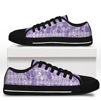 Poni Aloha Hawaii Low Top Shoes Plumeria Lei With Palaka Motif - Polynesian Pride