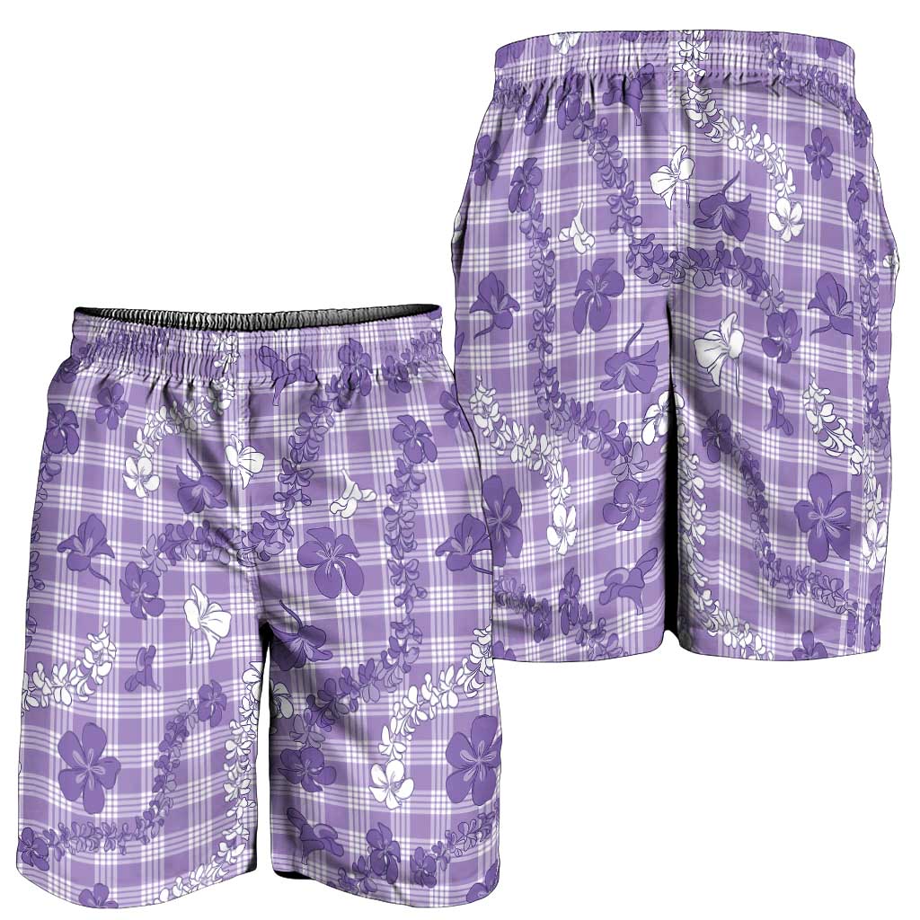 Poni Aloha Hawaii Shorts for Men Plumeria Lei With Palaka Motif LT14 - Polynesian Pride