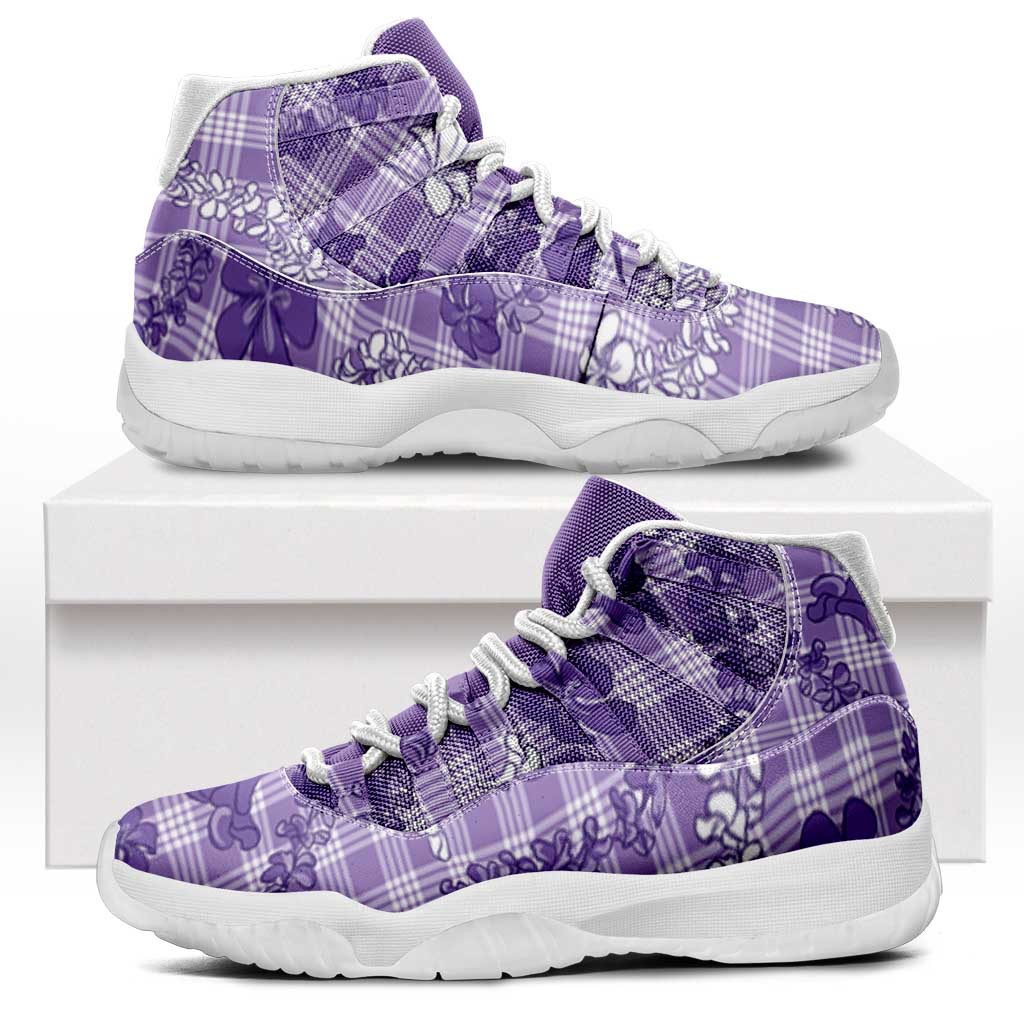 Poni Aloha Hawaii Sneakers J11 Plumeria Lei With Palaka Motif - Polynesian Pride