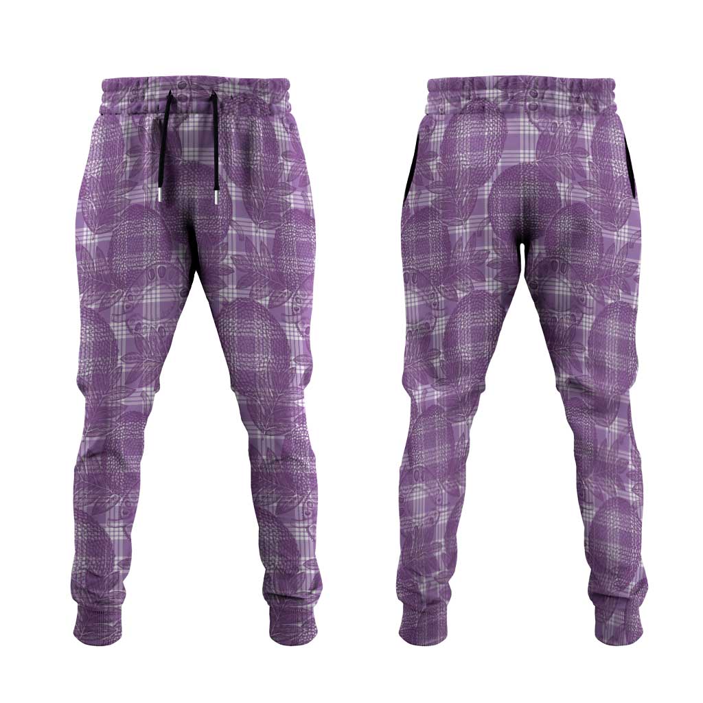 Poni Hawaii Breadfruit Palaka Motifs Jogger Pants LT14 Purple - Polynesian Pride