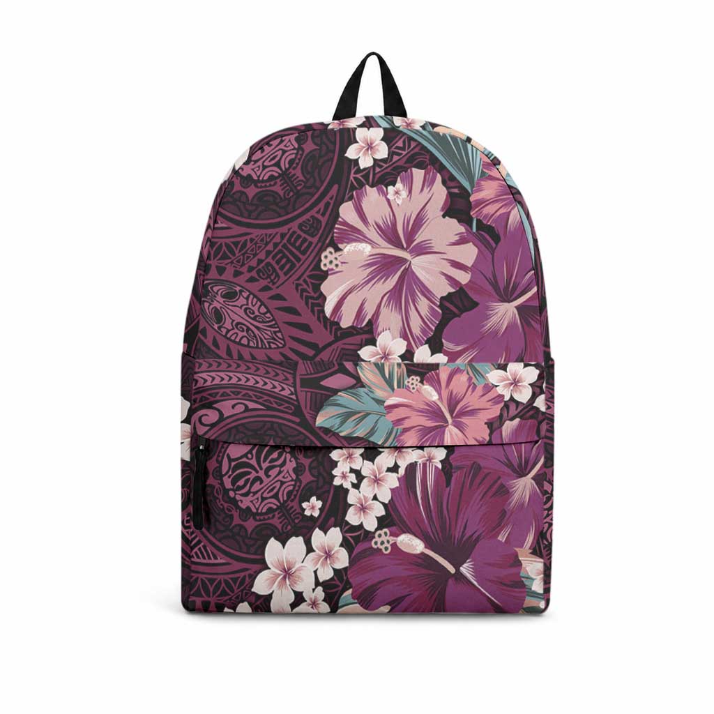 Poni Mama Hawai'i Hibiscus Backpack Polynesian Tribal Tattoo Pattern Floral Elements LT9 Pink - Polynesian Pride