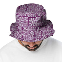 Poni Palaka Quilt Hawaii Bucket Hat Hawaiian Tropical Monstera Sea Turtle LT14 - Polynesian Pride
