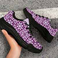 Poni Palaka Quilt Hawaii Chunky Sneakers Hawaiian Tropical Monstera Sea Turtle LT14 - Polynesian Pride