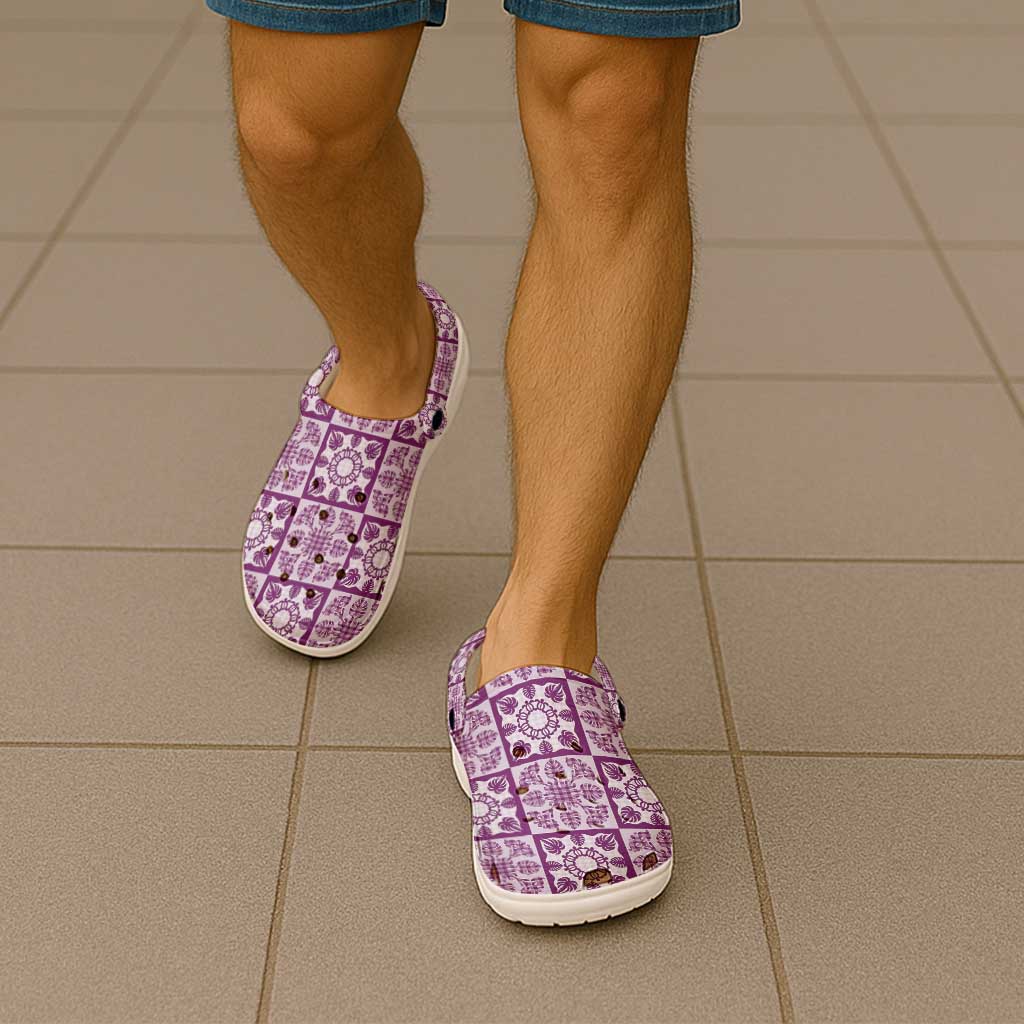 Poni Palaka Quilt Hawaii Clogs Shoes Hawaiian Tropical Monstera Sea Turtle LT14 - Polynesian Pride