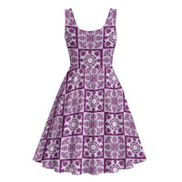 Poni Palaka Quilt Hawaii Midi Dress Hawaiian Tropical Monstera Sea Turtle LT14 - Polynesian Pride