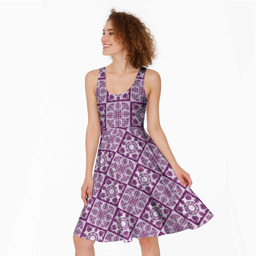 Poni Palaka Quilt Hawaii Midi Dress Hawaiian Tropical Monstera Sea Turtle LT14 - Polynesian Pride