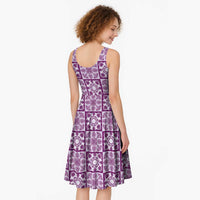 Poni Palaka Quilt Hawaii Midi Dress Hawaiian Tropical Monstera Sea Turtle LT14 - Polynesian Pride