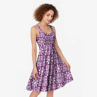 Poni Palaka Quilt Hawaii Midi Dress Hawaiian Tropical Monstera Sea Turtle LT14 - Polynesian Pride