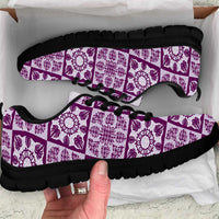 Poni Palaka Quilt Hawaii Sneakers Hawaiian Tropical Monstera Sea Turtle LT14 Purple - Polynesian Pride