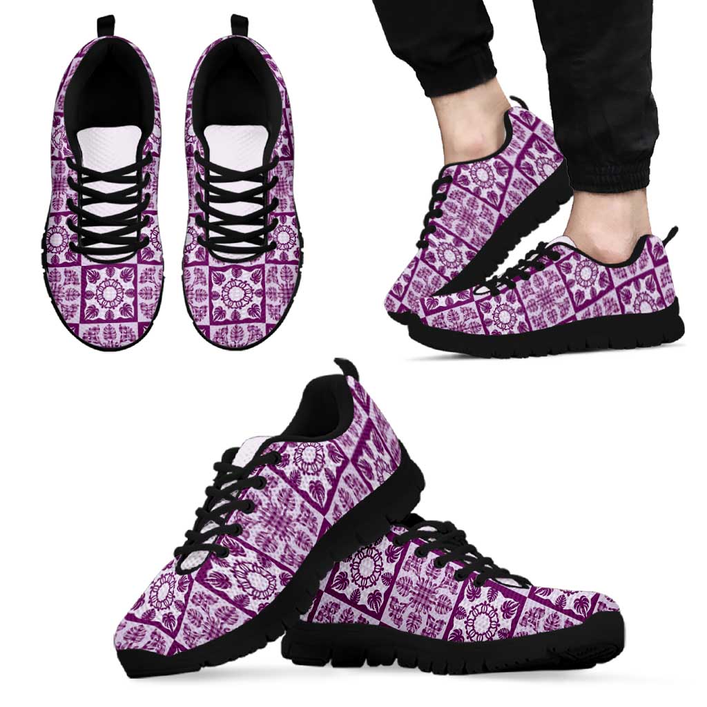 Poni Palaka Quilt Hawaii Sneakers Hawaiian Tropical Monstera Sea Turtle LT14 - Polynesian Pride