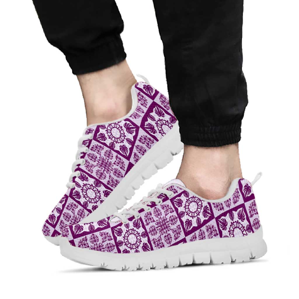 Poni Palaka Quilt Hawaii Sneakers Hawaiian Tropical Monstera Sea Turtle LT14 - Polynesian Pride