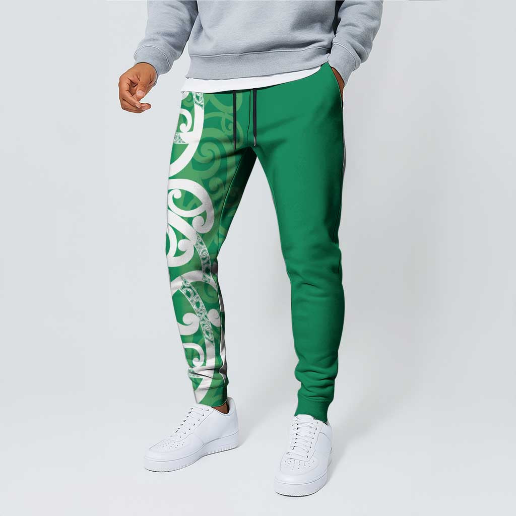 Pounamu Green Maori Jogger Pants Koru Kowhaiwhai LT7 - Polynesian Pride