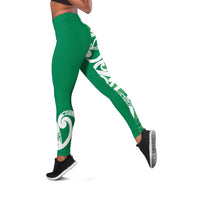 Pounamu Green Maori Leggings Koru Kowhaiwhai LT7 Green - Polynesian Pride