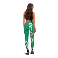 Pounamu Green Maori Leggings Koru Kowhaiwhai LT7 - Polynesian Pride