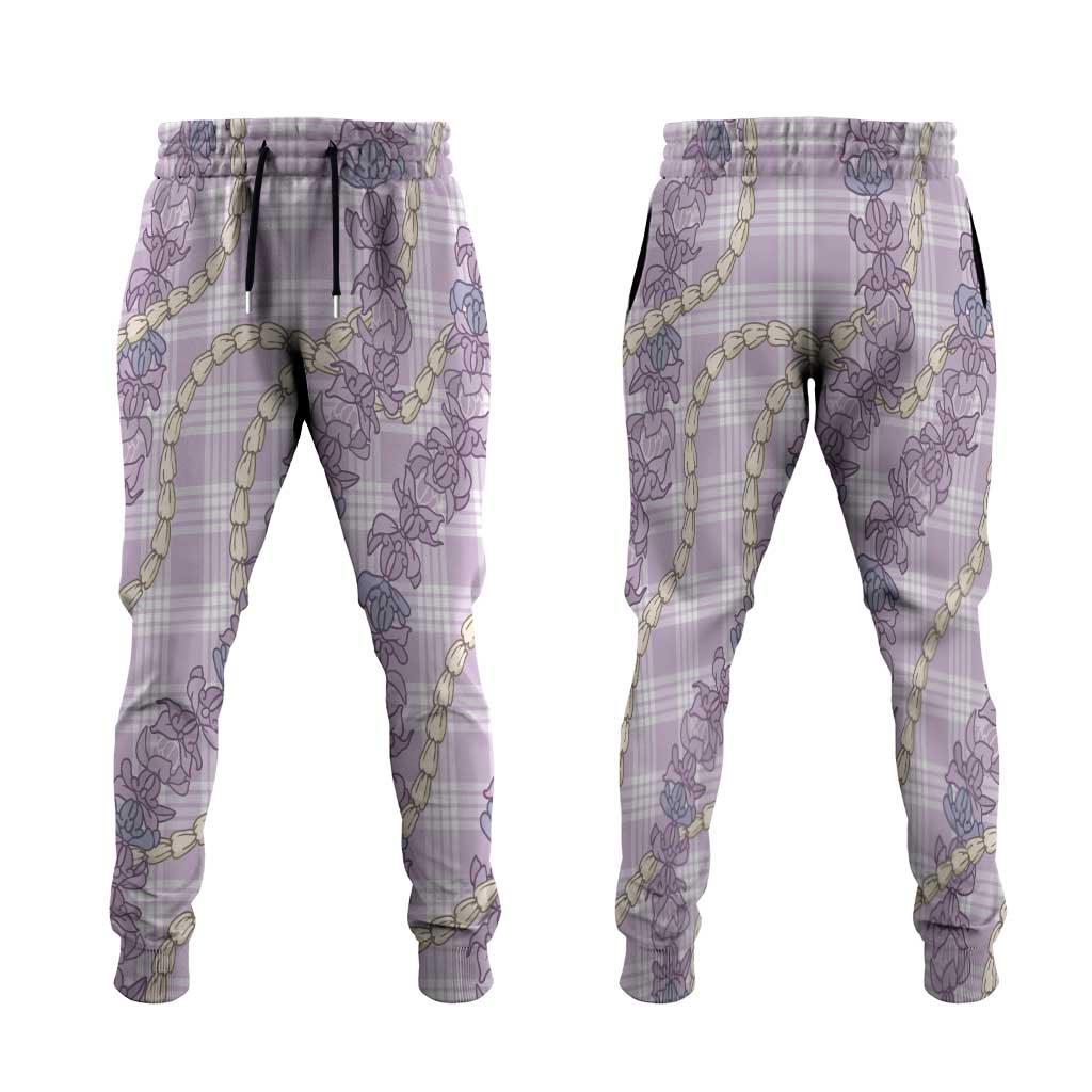 Pua Kalaunu Lei Jogger Pants Palaka Pattern LT01 Purple - Polynesian Pride
