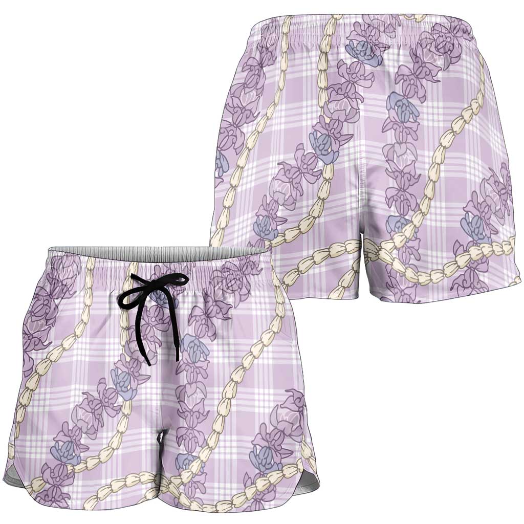 Pua Kalaunu Lei Shorts for Women Palaka Pattern LT01 - Polynesian Pride