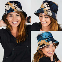Puakenikeni Maile Lei Bucket Hat Frangipani Blue Tropical Leaves LT01 - Polynesian Pride