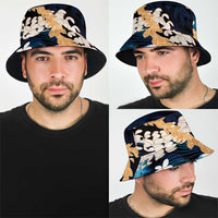 Puakenikeni Maile Lei Bucket Hat Frangipani Blue Tropical Leaves LT01 - Polynesian Pride