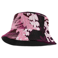 Puakenikeni Maile Lei Bucket Hat Frangipani Pink Tropical Leaves LT01 One Size Pink - Polynesian Pride