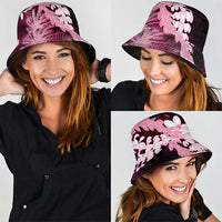 Puakenikeni Maile Lei Bucket Hat Frangipani Pink Tropical Leaves LT01 - Polynesian Pride