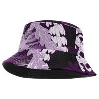 Puakenikeni Maile Lei Bucket Hat Frangipani Purple Tropical Leaves LT01 One Size Purple - Polynesian Pride