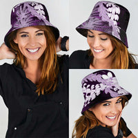 Puakenikeni Maile Lei Bucket Hat Frangipani Purple Tropical Leaves LT01 - Polynesian Pride