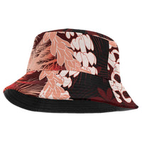 Puakenikeni Maile Lei Bucket Hat Frangipani Red Tropical Leaves LT01 One Size Red - Polynesian Pride