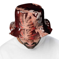 Puakenikeni Maile Lei Bucket Hat Frangipani Red Tropical Leaves LT01 - Polynesian Pride